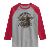 Son Of Odin Valhalla Raglan Shirt Nordic Norse Viking Warrior Skull - Wonder Print Shop