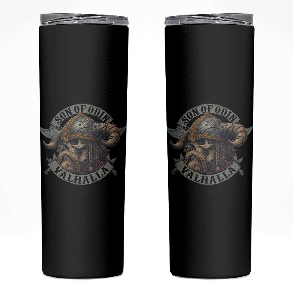 Son Of Odin Valhalla Skinny Tumbler Nordic Norse Viking Warrior Skull - Wonder Print Shop