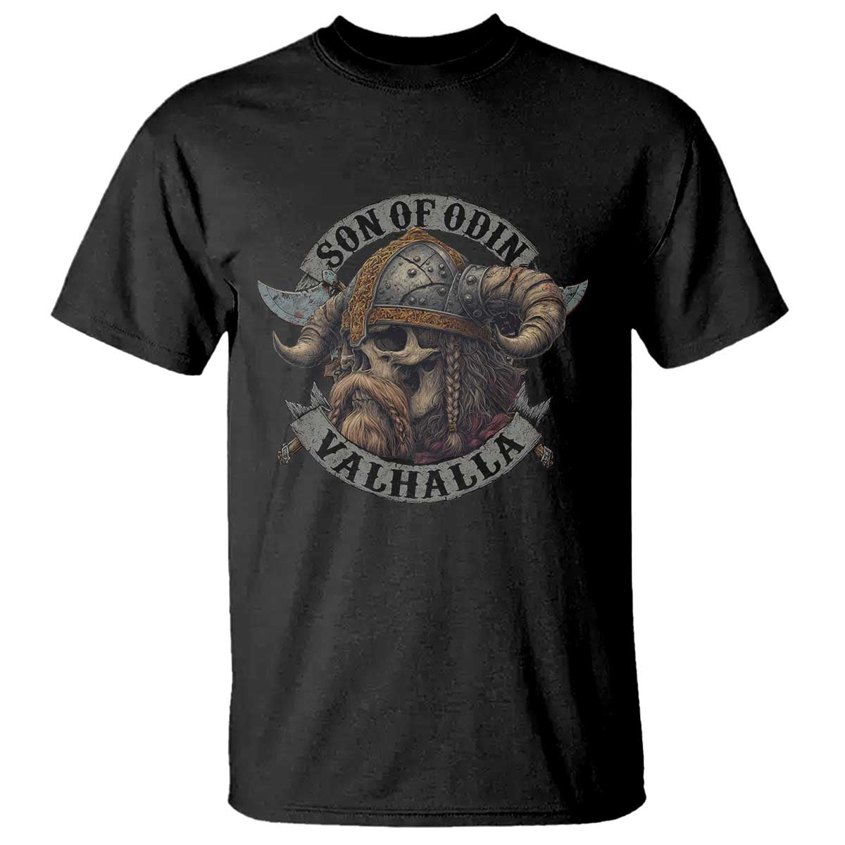 Son Of Odin Valhalla T Shirt Nordic Norse Viking Warrior Skull - Wonder Print Shop