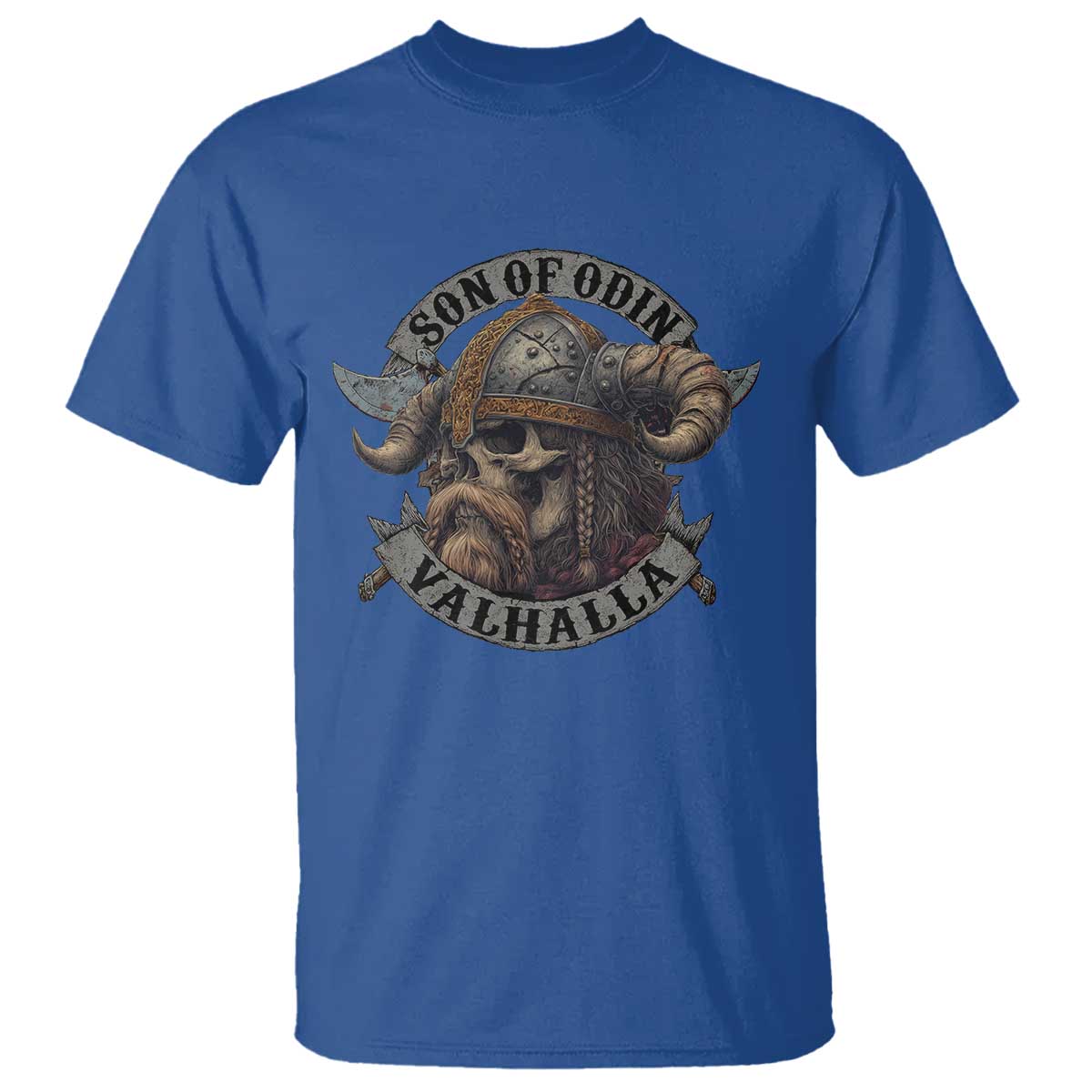 Son Of Odin Valhalla T Shirt Nordic Norse Viking Warrior Skull - Wonder Print Shop