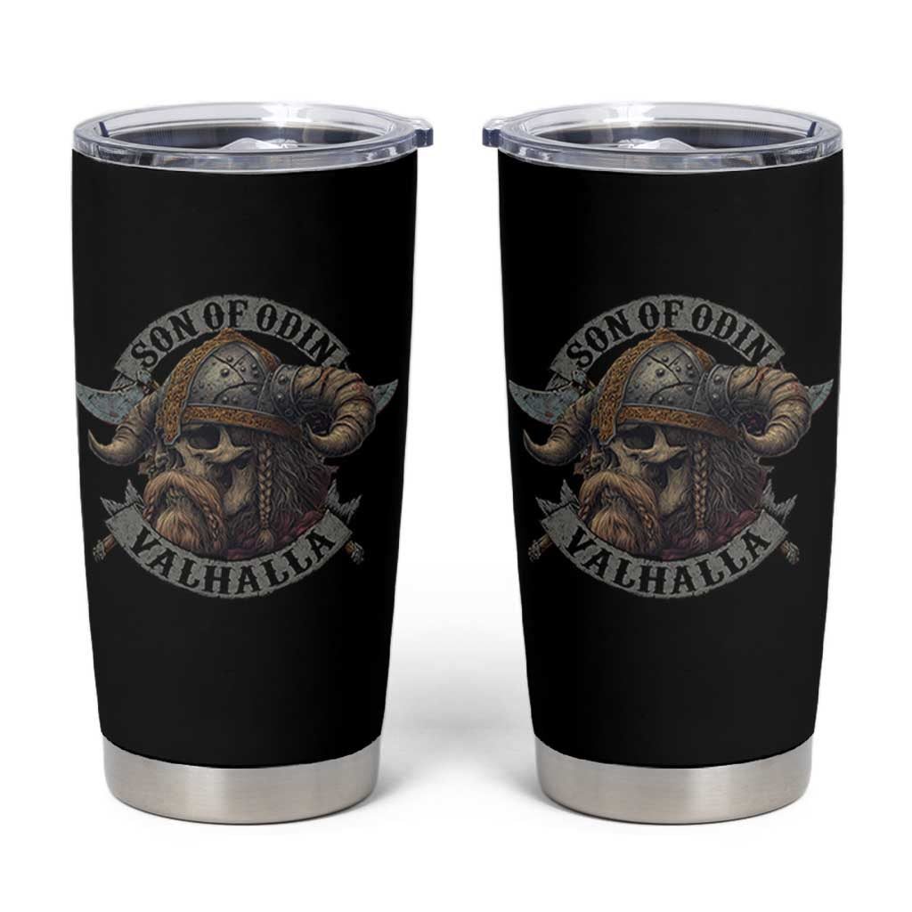 Son Of Odin Valhalla Tumbler Cup Nordic Norse Viking Warrior Skull - Wonder Print Shop