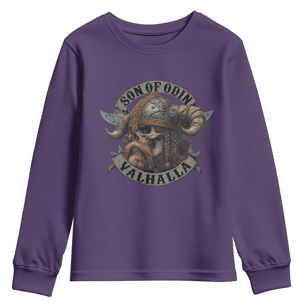 Son Of Odin Valhalla Youth Sweatshirt Nordic Norse Viking Warrior Skull - Wonder Print Shop