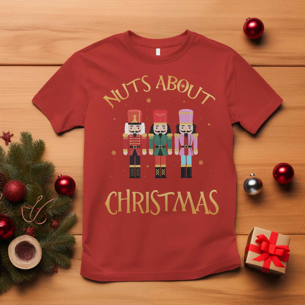 Funny Xmas Nutcracker T Shirt Nuts About Christmas Snowflake - Wonder Print Shop