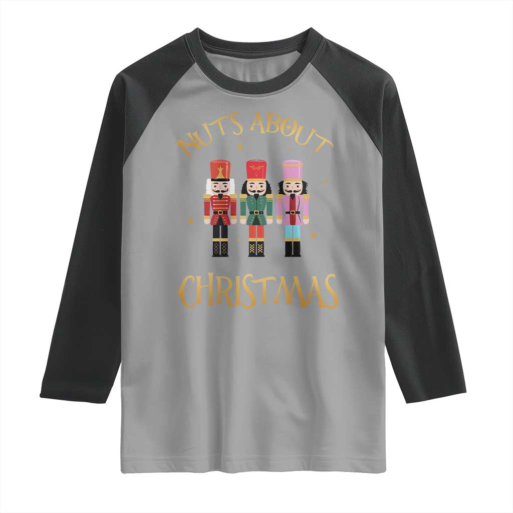 Funny Xmas Nutcracker Raglan Shirt Nuts About Christmas Snowflake - Wonder Print Shop