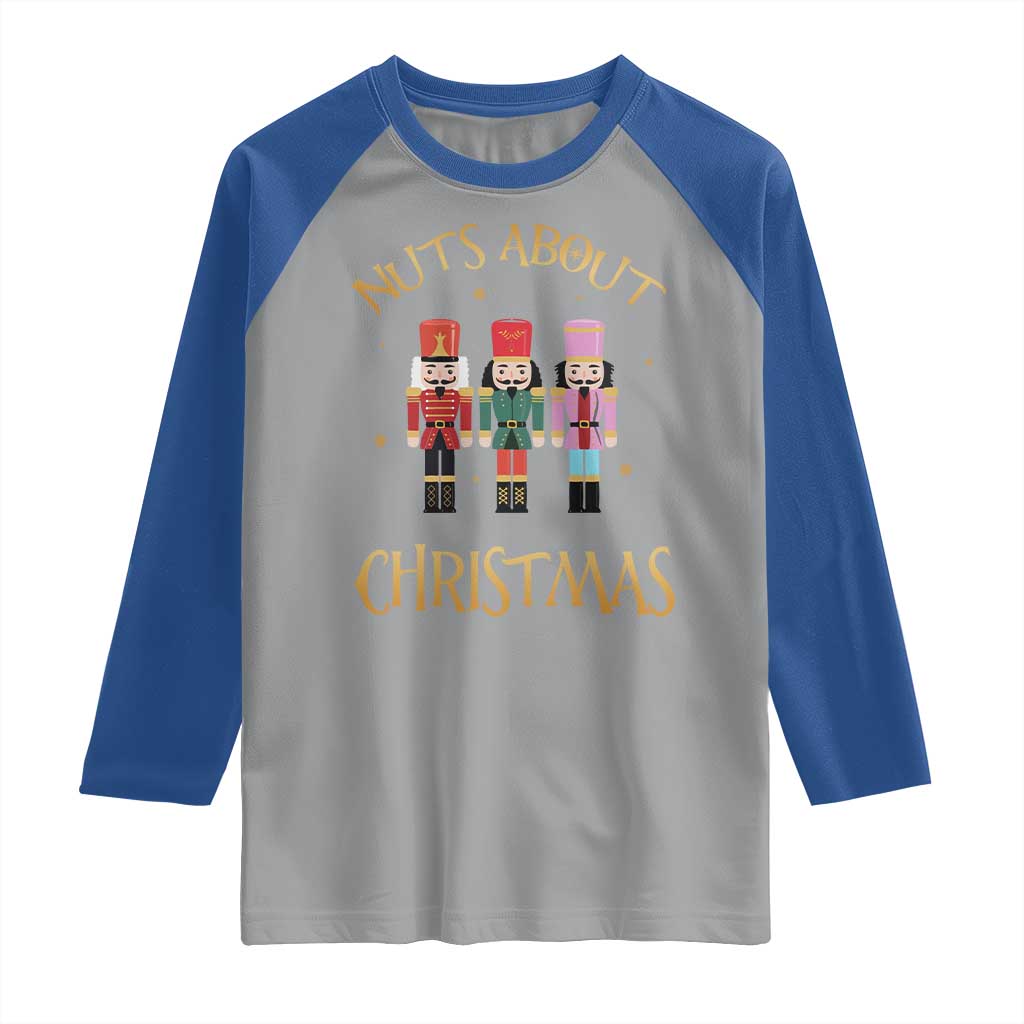 Funny Xmas Nutcracker Raglan Shirt Nuts About Christmas Snowflake - Wonder Print Shop