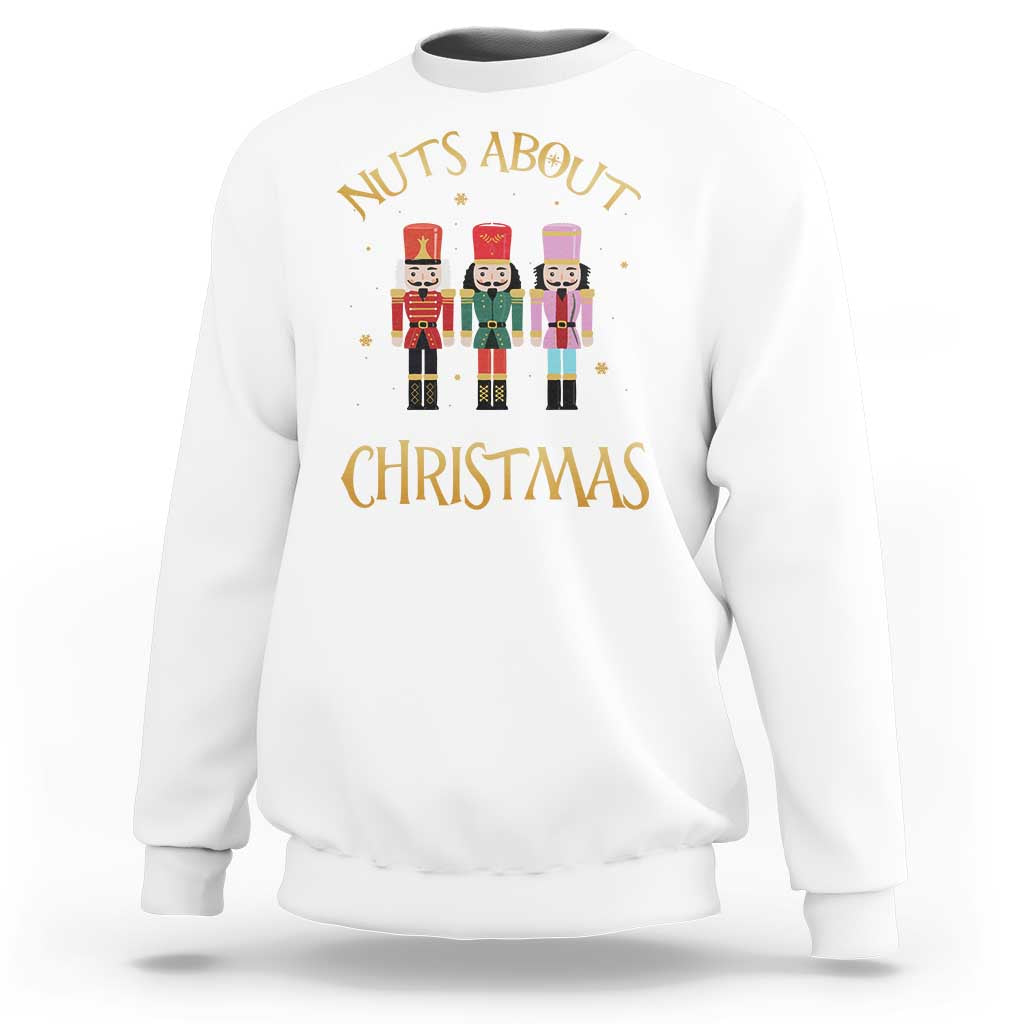 Funny Xmas Nutcracker Sweatshirt Nuts About Christmas Snowflake - Wonder Print Shop
