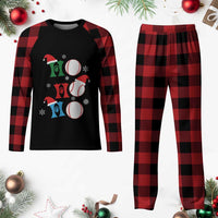 Funny Xmas Baseball Plaid Pajama Set Triple Ho Sport Santa Hat - Wonder Print Shop