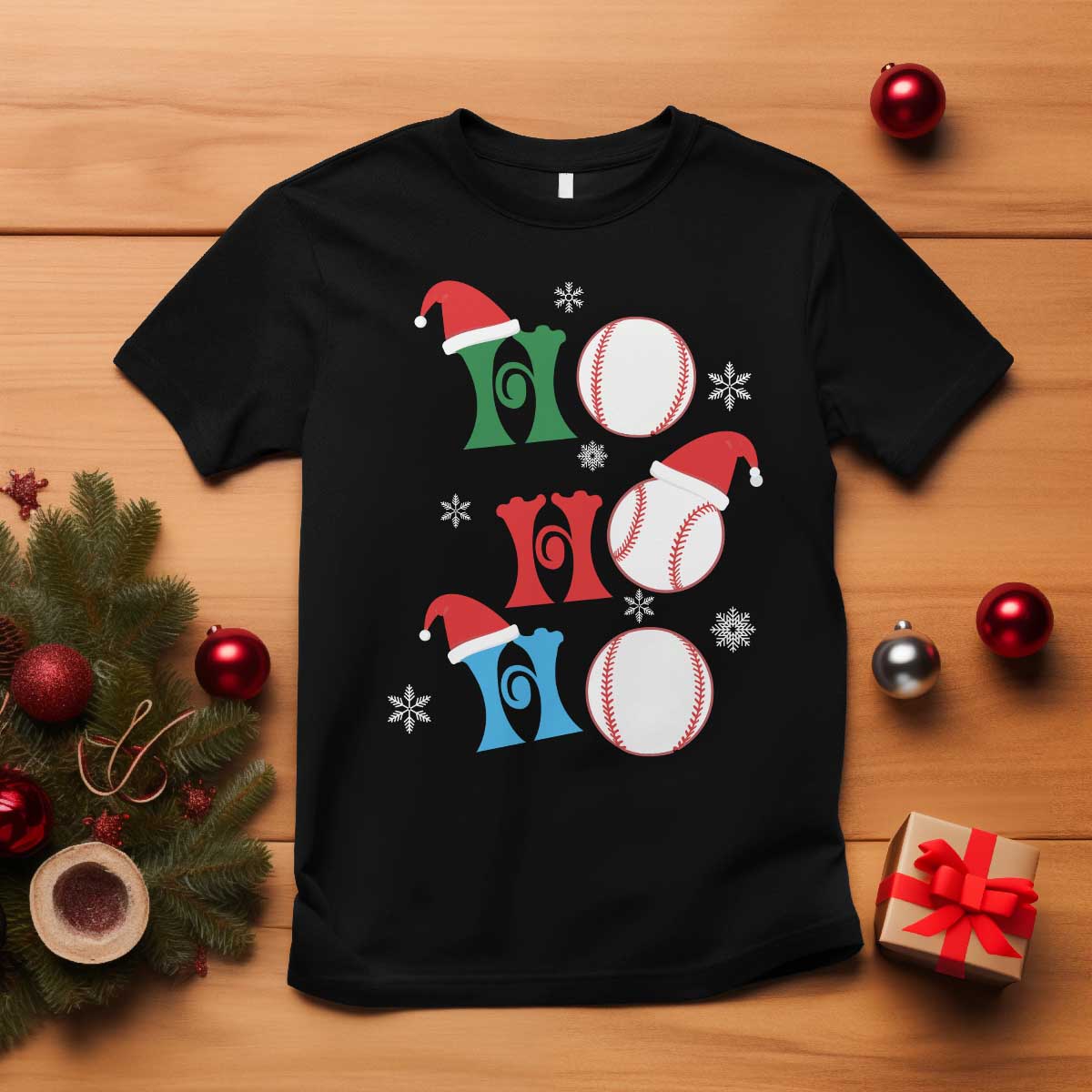 Funny Christmas Baseball T Shirt Triple Ho Sport Santa Hat - Wonder Print Shop