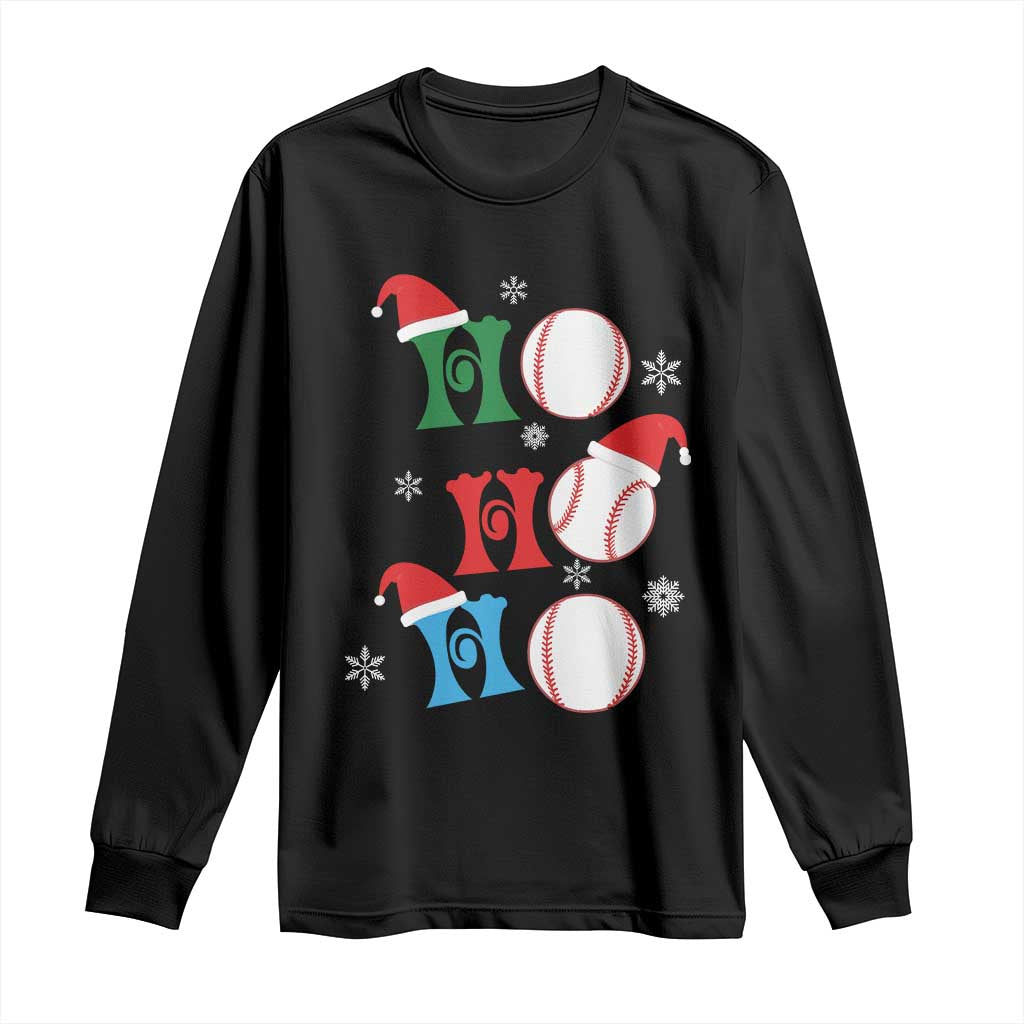 Funny Christmas Baseball Long Sleeve Shirt Triple Ho Sport Santa Hat