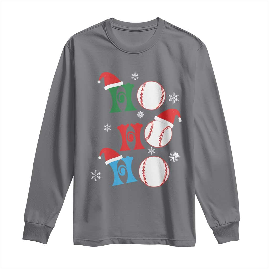 Funny Christmas Baseball Long Sleeve Shirt Triple Ho Sport Santa Hat