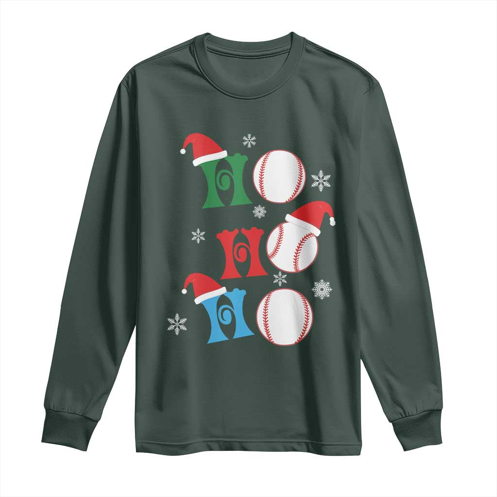 Funny Christmas Baseball Long Sleeve Shirt Triple Ho Sport Santa Hat