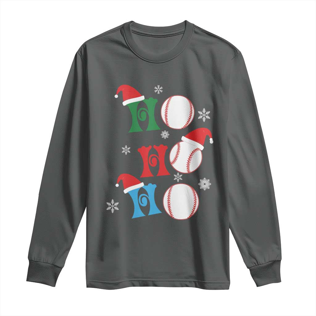 Funny Christmas Baseball Long Sleeve Shirt Triple Ho Sport Santa Hat
