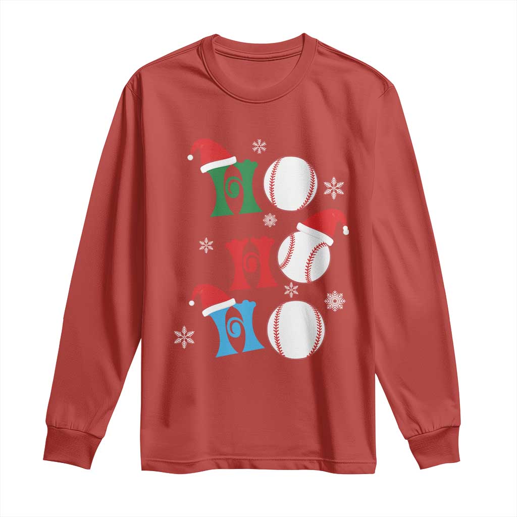Funny Christmas Baseball Long Sleeve Shirt Triple Ho Sport Santa Hat