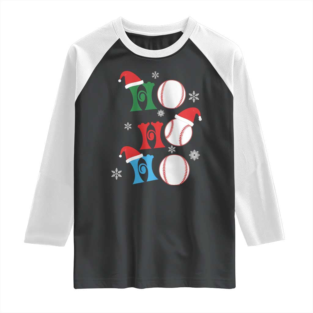 Funny Christmas Baseball Raglan Shirt Triple Ho Sport Santa Hat - Wonder Print Shop