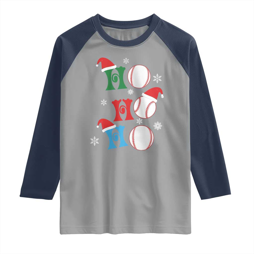 Funny Christmas Baseball Raglan Shirt Triple Ho Sport Santa Hat - Wonder Print Shop