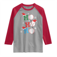 Funny Christmas Baseball Raglan Shirt Triple Ho Sport Santa Hat - Wonder Print Shop