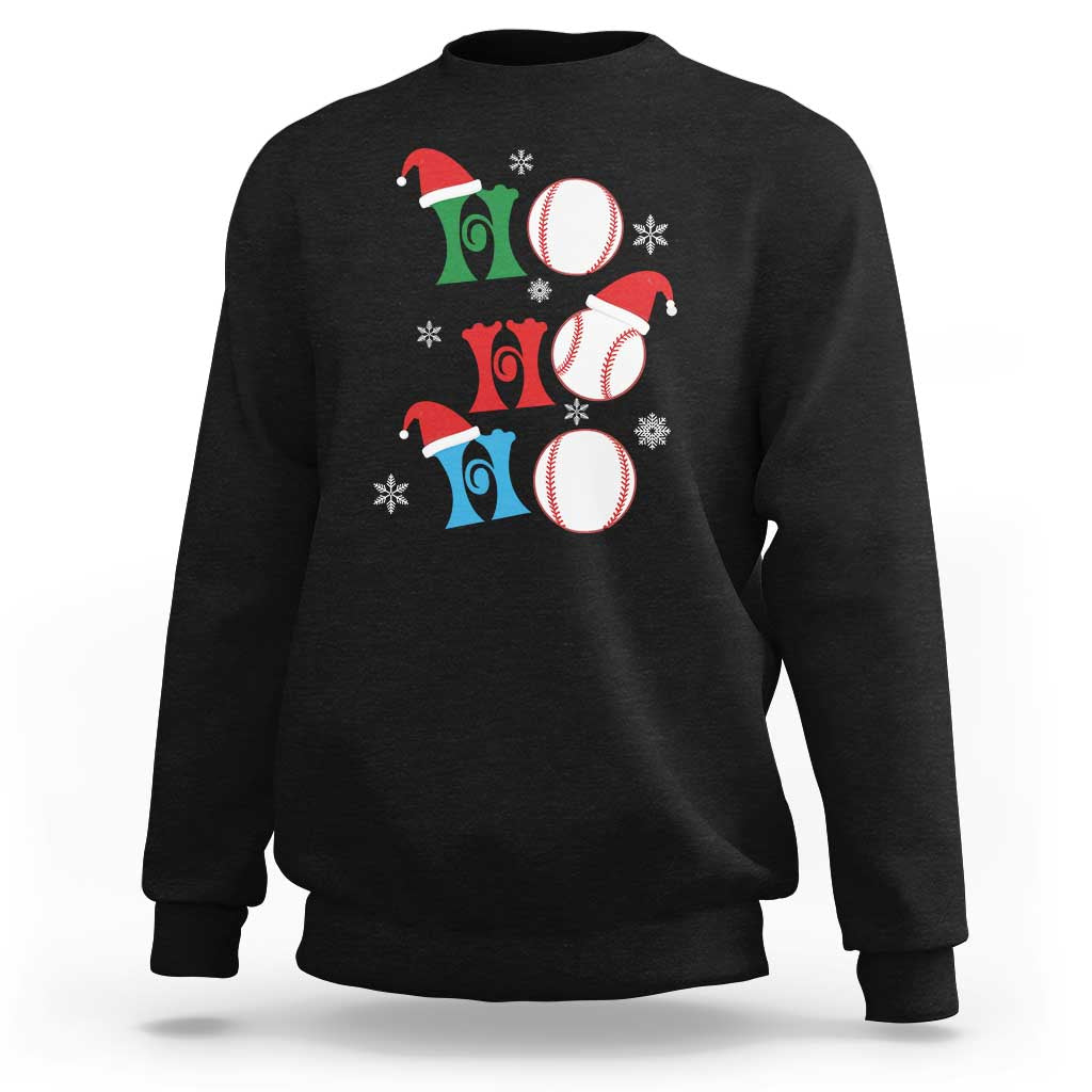 Funny Christmas Baseball Sweatshirt Triple Ho Sport Santa Hat - Wonder Print Shop
