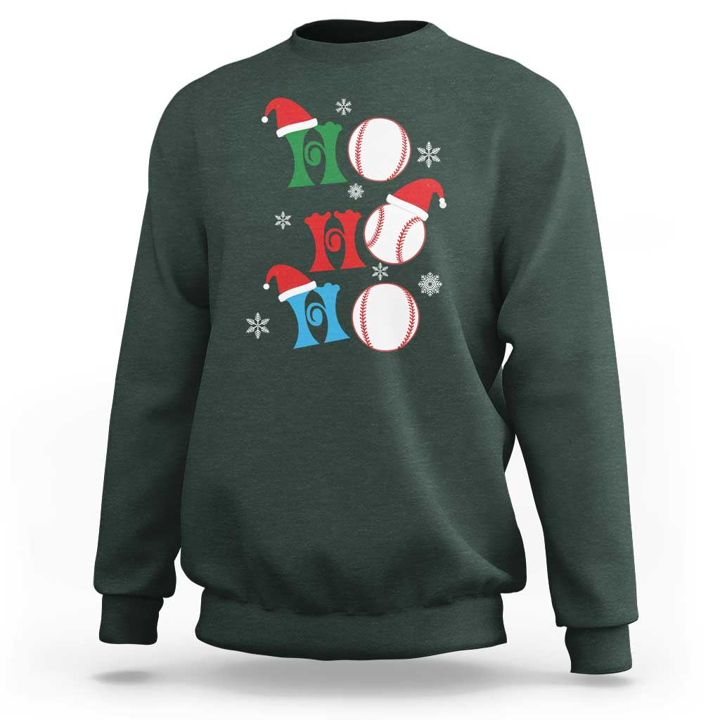 Funny Christmas Baseball Sweatshirt Triple Ho Sport Santa Hat - Wonder Print Shop