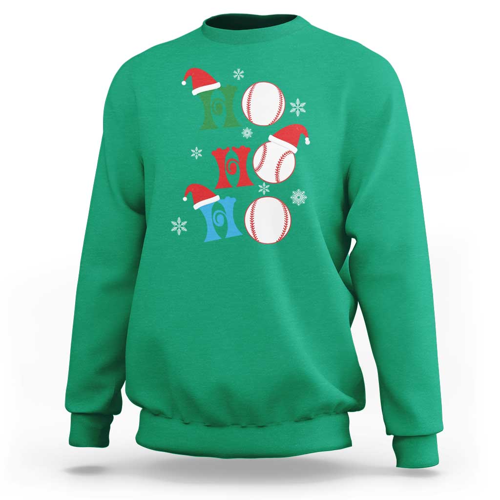 Funny Christmas Baseball Sweatshirt Triple Ho Sport Santa Hat - Wonder Print Shop