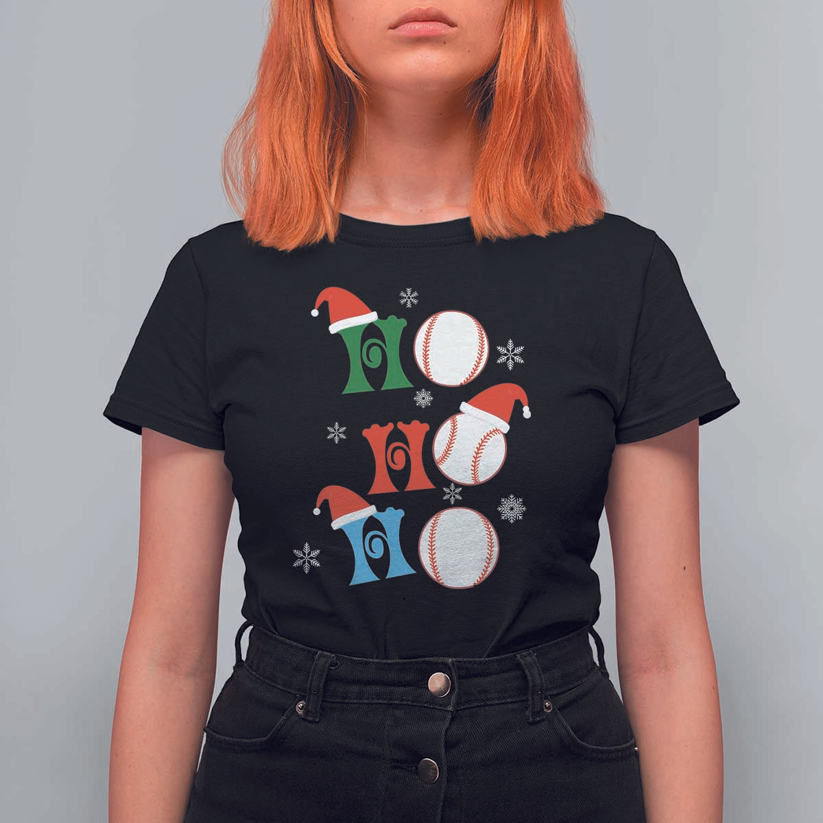 Funny Christmas Baseball T Shirt For Women Triple Ho Sport Santa Hat - Wonder Print Shop