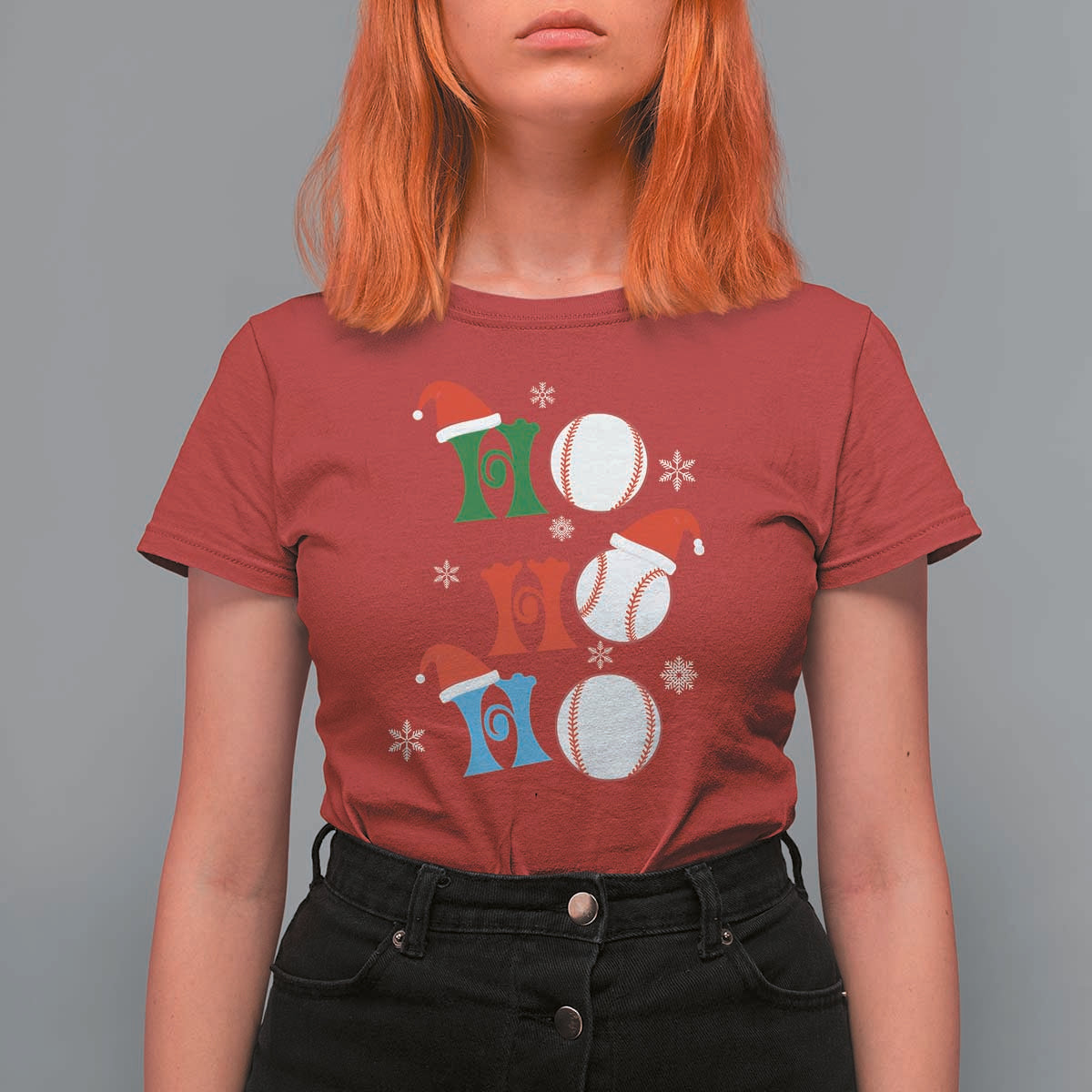 Funny Christmas Baseball T Shirt For Women Triple Ho Sport Santa Hat - Wonder Print Shop