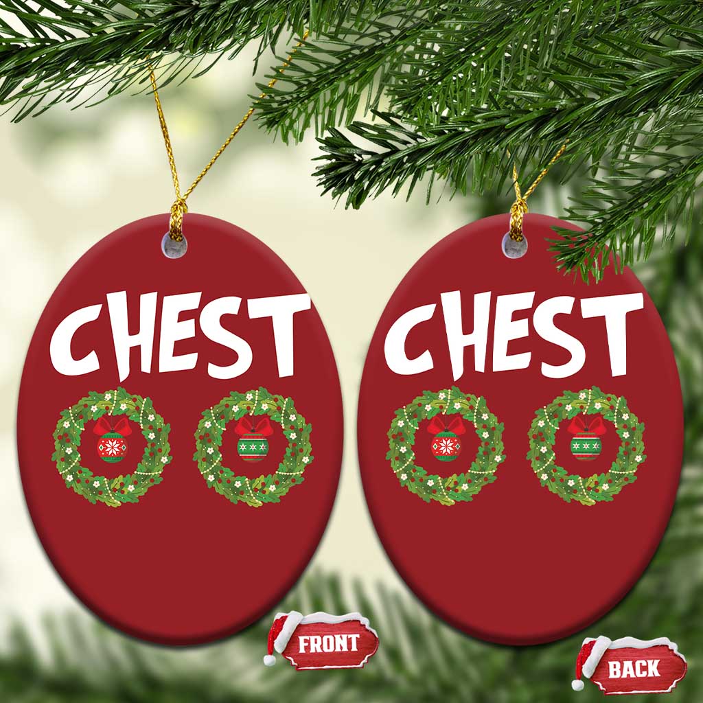 Funny Xmas Couple Christmas Ornament Chest Nuts Bauble Xmas Wreath - Wonder Print Shop