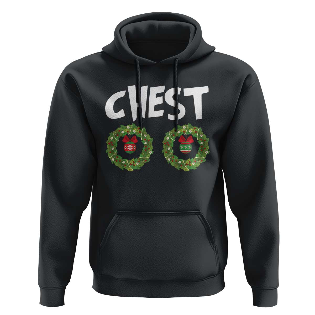 Funny Christmas Couple Hoodie Chest Nuts Bauble Xmas Wreath