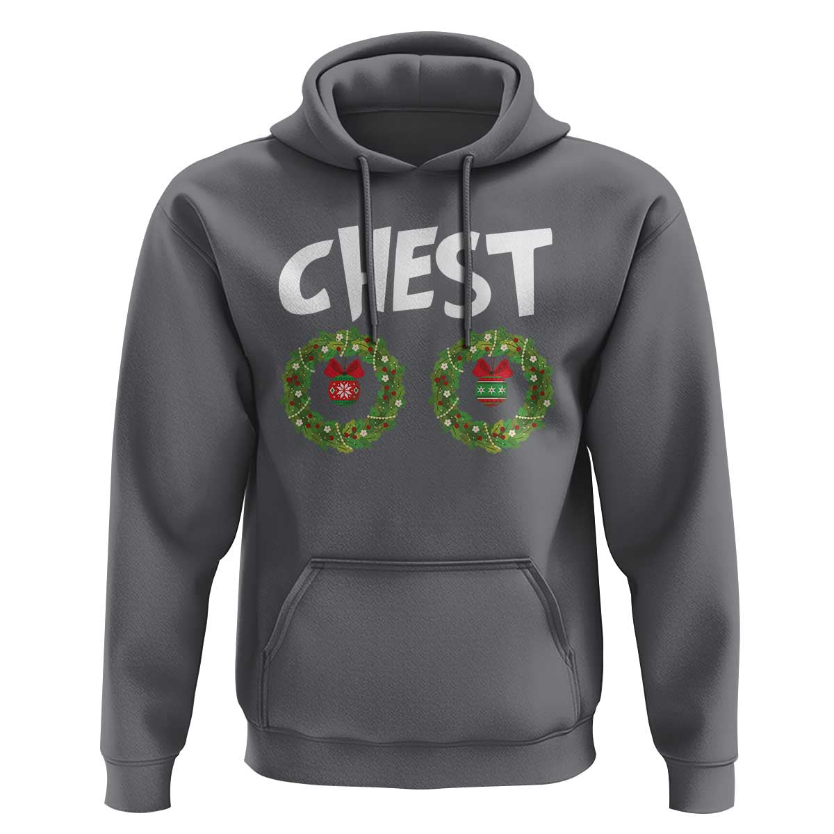 Funny Christmas Couple Hoodie Chest Nuts Bauble Xmas Wreath