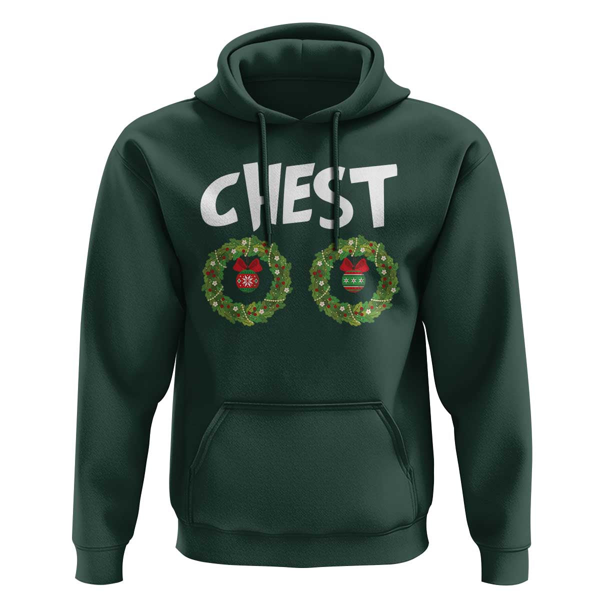 Funny Christmas Couple Hoodie Chest Nuts Bauble Xmas Wreath