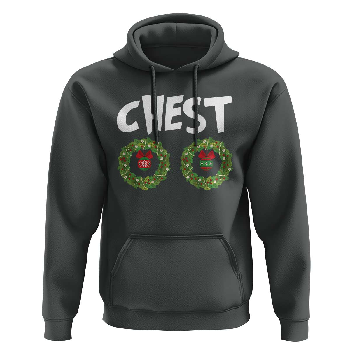 Funny Christmas Couple Hoodie Chest Nuts Bauble Xmas Wreath