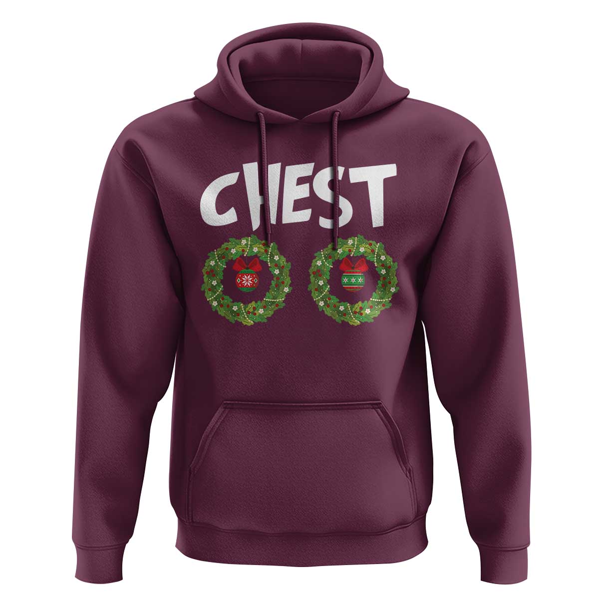 Funny Christmas Couple Hoodie Chest Nuts Bauble Xmas Wreath