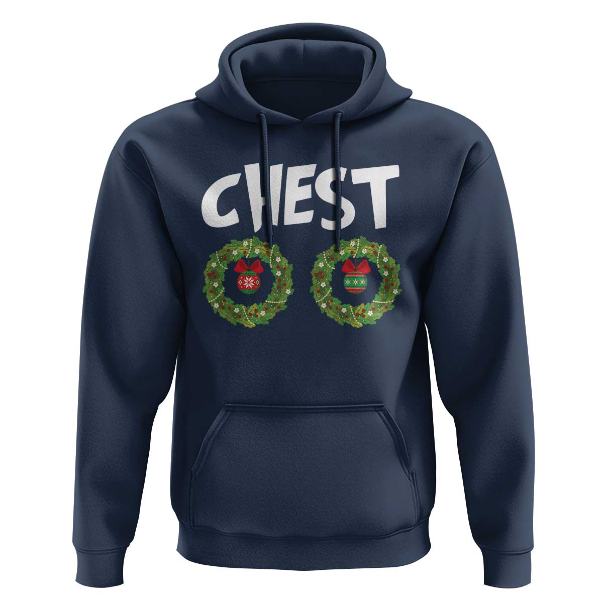 Funny Christmas Couple Hoodie Chest Nuts Bauble Xmas Wreath
