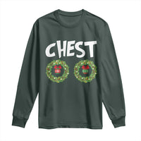 Funny Christmas Couple Long Sleeve Shirt Chest Nuts Bauble Xmas Wreath