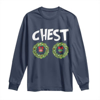 Funny Christmas Couple Long Sleeve Shirt Chest Nuts Bauble Xmas Wreath