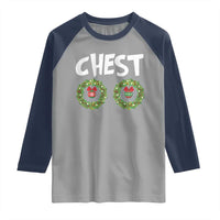 Funny Christmas Couple Raglan Shirt Chest Nuts Bauble Xmas Wreath - Wonder Print Shop