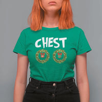 Funny Christmas Couple T Shirt For Women Chest Nuts Bauble Xmas Wreath - Wonder Print Shop