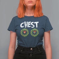 Funny Christmas Couple T Shirt For Women Chest Nuts Bauble Xmas Wreath - Wonder Print Shop