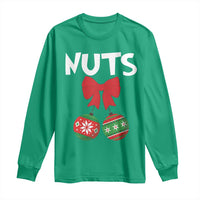 Funny Christmas Couple Long Sleeve Shirt Chest Nuts Baubles
