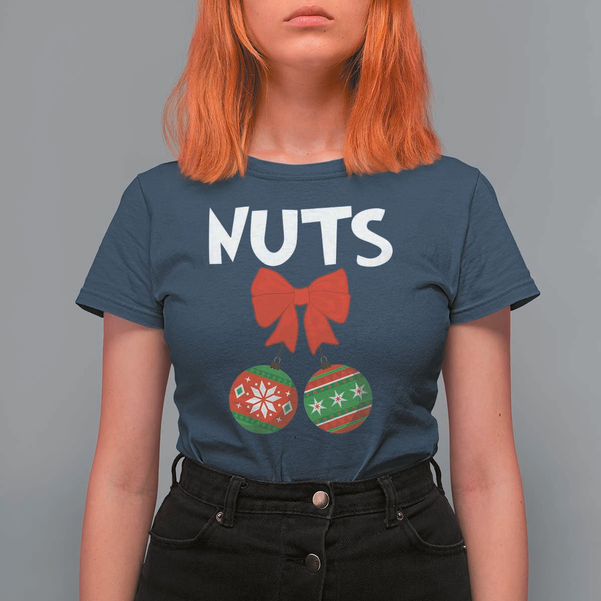 Funny Christmas Couple T Shirt For Women Chest Nuts Baubles - Wonder Print Shop