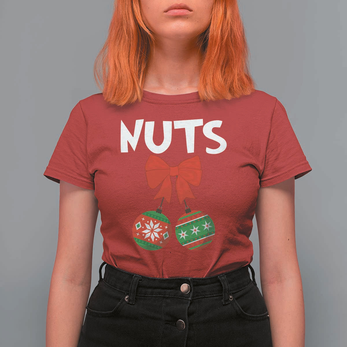 Funny Christmas Couple T Shirt For Women Chest Nuts Baubles - Wonder Print Shop