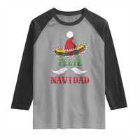 Funny Christmas In Mexico Raglan Shirt Feliz Navidad Sombrero Santa Hat - Wonder Print Shop