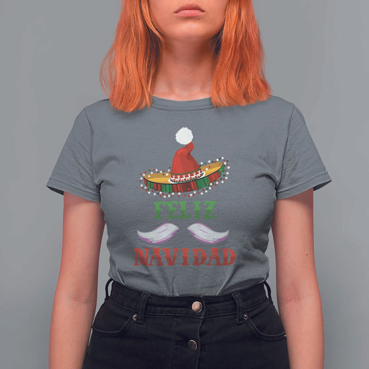 Funny Christmas In Mexico T Shirt For Women Feliz Navidad Sombrero Santa Hat - Wonder Print Shop