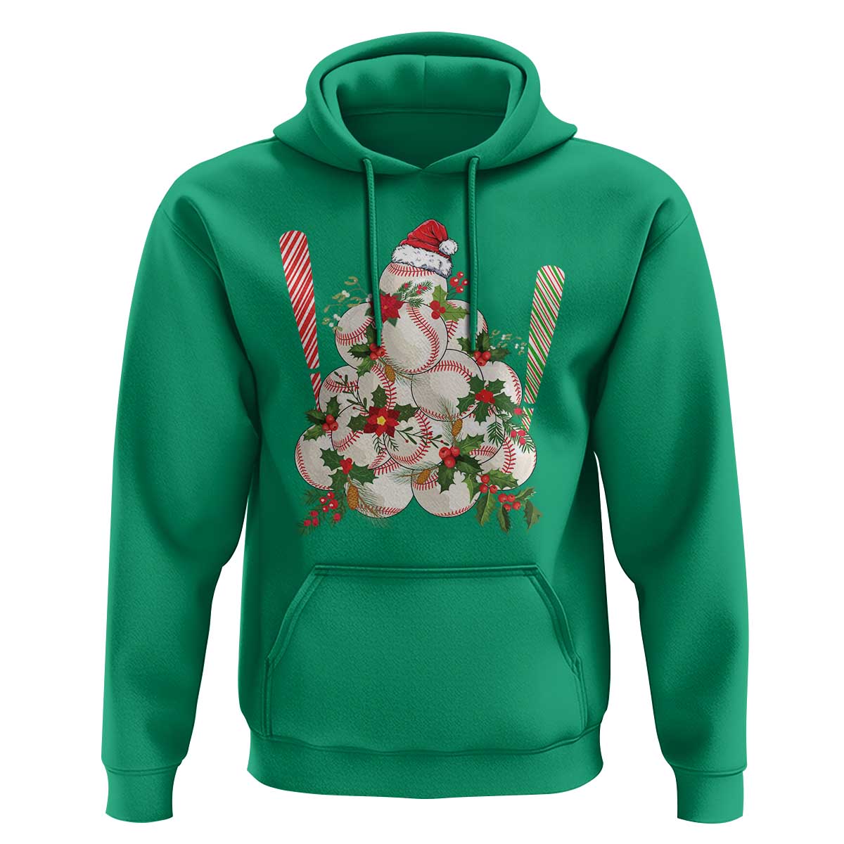 Funny Christmas Baseball Hoodie Santa Sports Balls Snow Xmas Tree