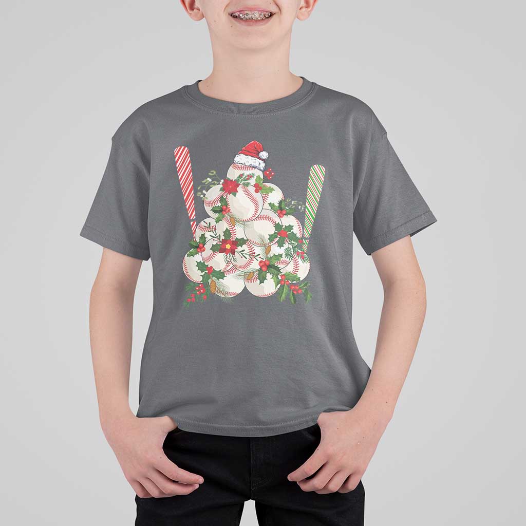 Funny Christmas Baseball T Shirt For Kid Santa Sports Balls Snow Xmas Tree - Wonder Print Shop