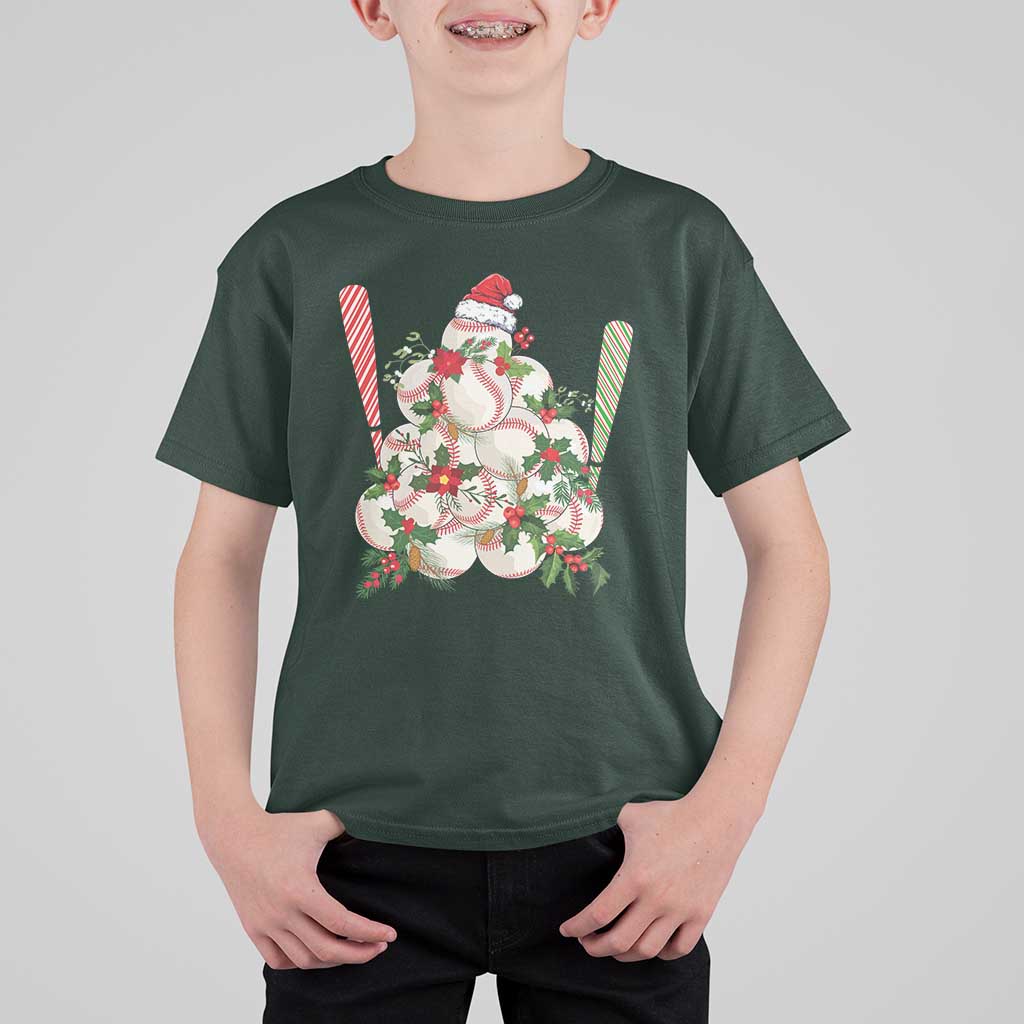 Funny Christmas Baseball T Shirt For Kid Santa Sports Balls Snow Xmas Tree - Wonder Print Shop