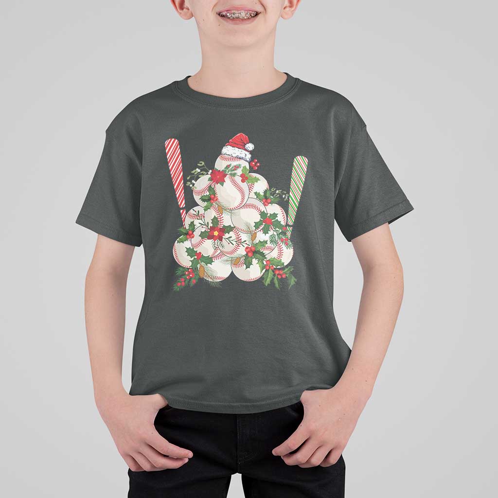 Funny Christmas Baseball T Shirt For Kid Santa Sports Balls Snow Xmas Tree - Wonder Print Shop