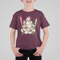 Funny Christmas Baseball T Shirt For Kid Santa Sports Balls Snow Xmas Tree - Wonder Print Shop