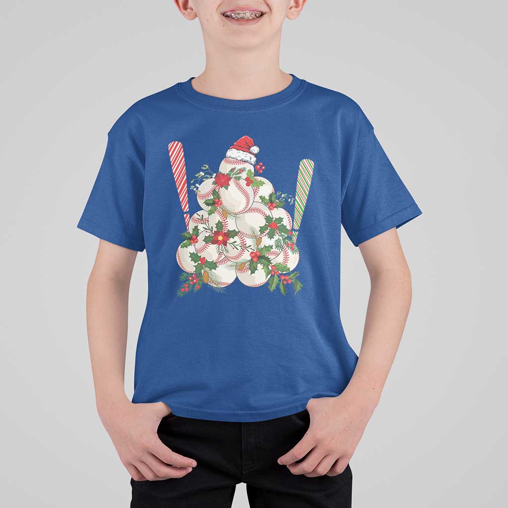Funny Christmas Baseball T Shirt For Kid Santa Sports Balls Snow Xmas Tree - Wonder Print Shop
