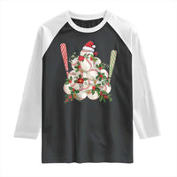 Funny Christmas Baseball Raglan Shirt Santa Sports Balls Snow Xmas Tree - Wonder Print Shop