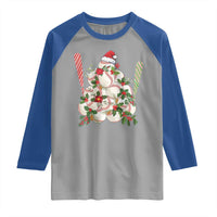 Funny Christmas Baseball Raglan Shirt Santa Sports Balls Snow Xmas Tree - Wonder Print Shop